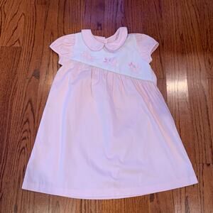 Little English Embroidered Charlotte Easter Dress | Tumbling Bunnies Pink | 6Y